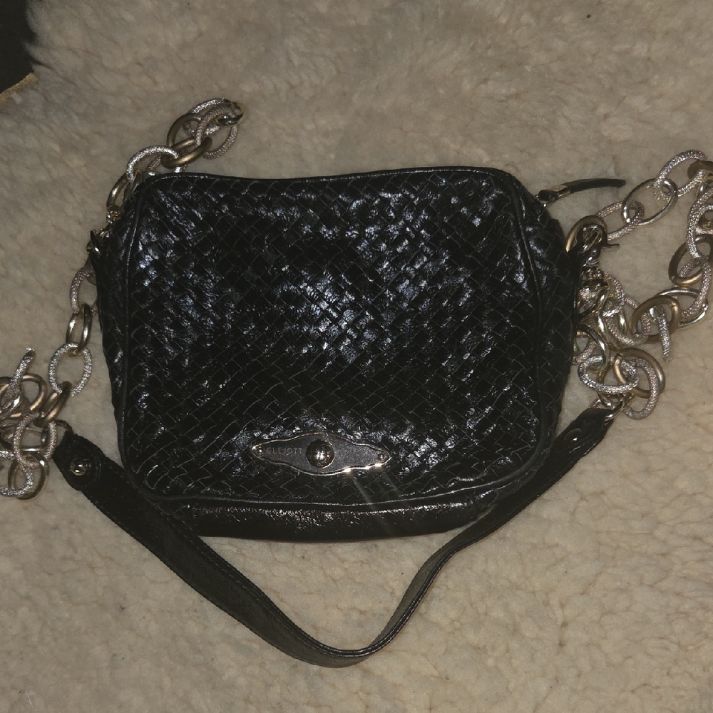 Elliott Lucca Black Woven Crossbody Bag